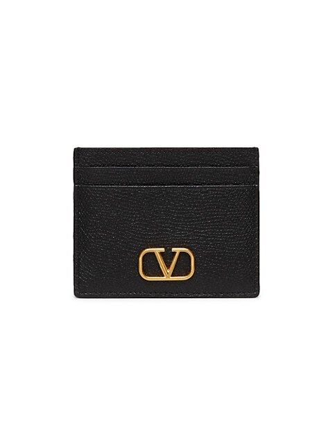 VLogo Leather Card Holder | Saks Fifth Avenue