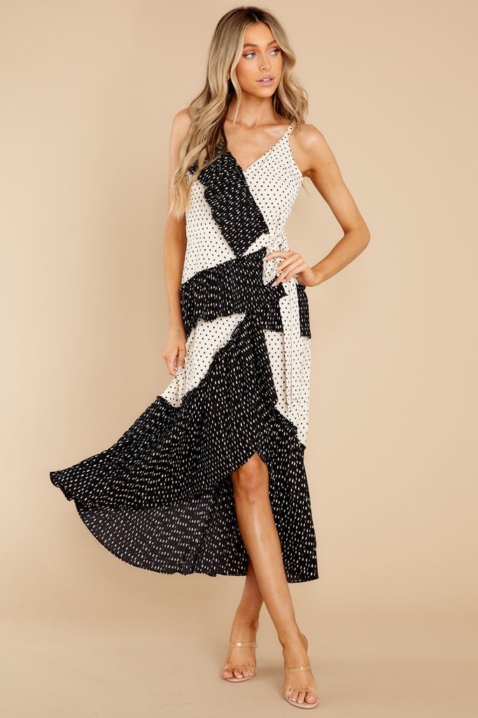 Ready Or Polka Dot Black And White Print Midi Dress | Red Dress 