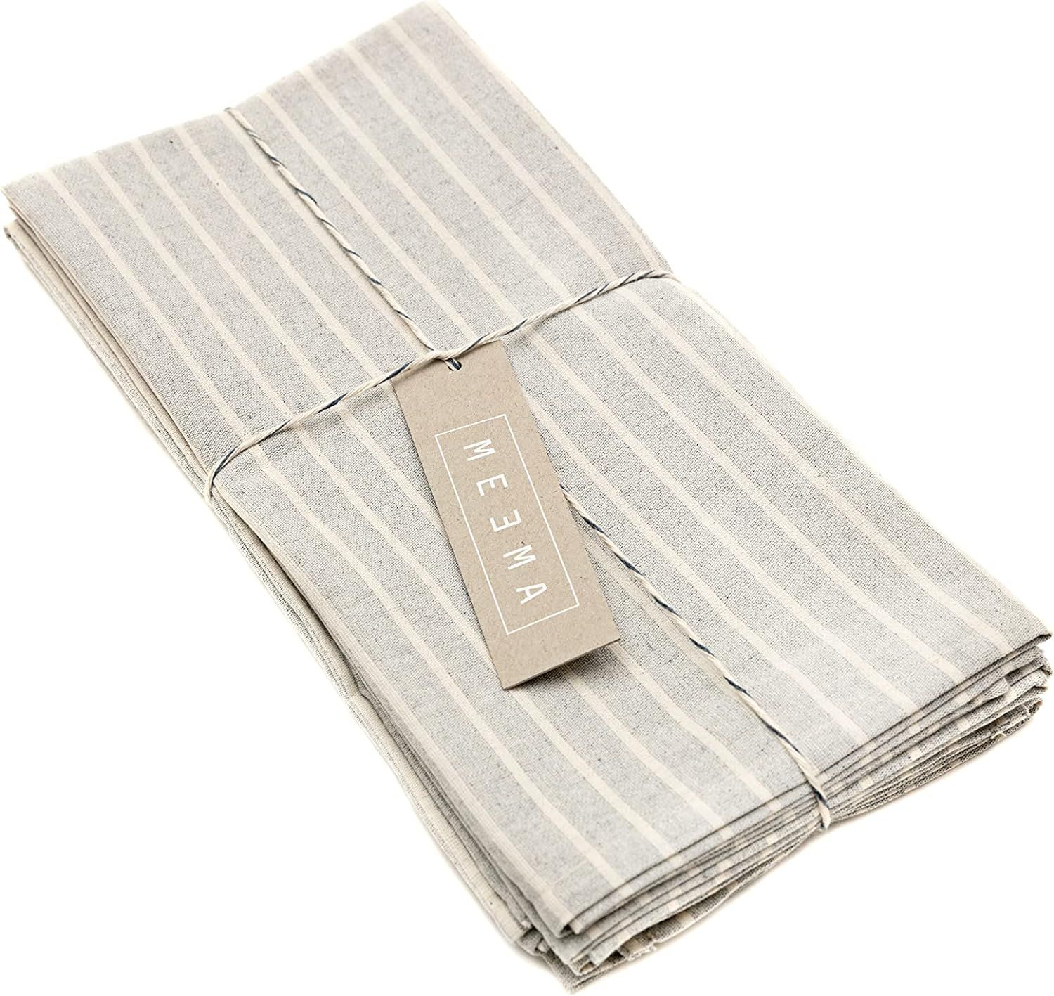 MEEMA Cloth Napkins Set of 4 Sustainable Napkins Made with Upcycled Denim and Cotton- Grey Napkin... | Amazon (US)