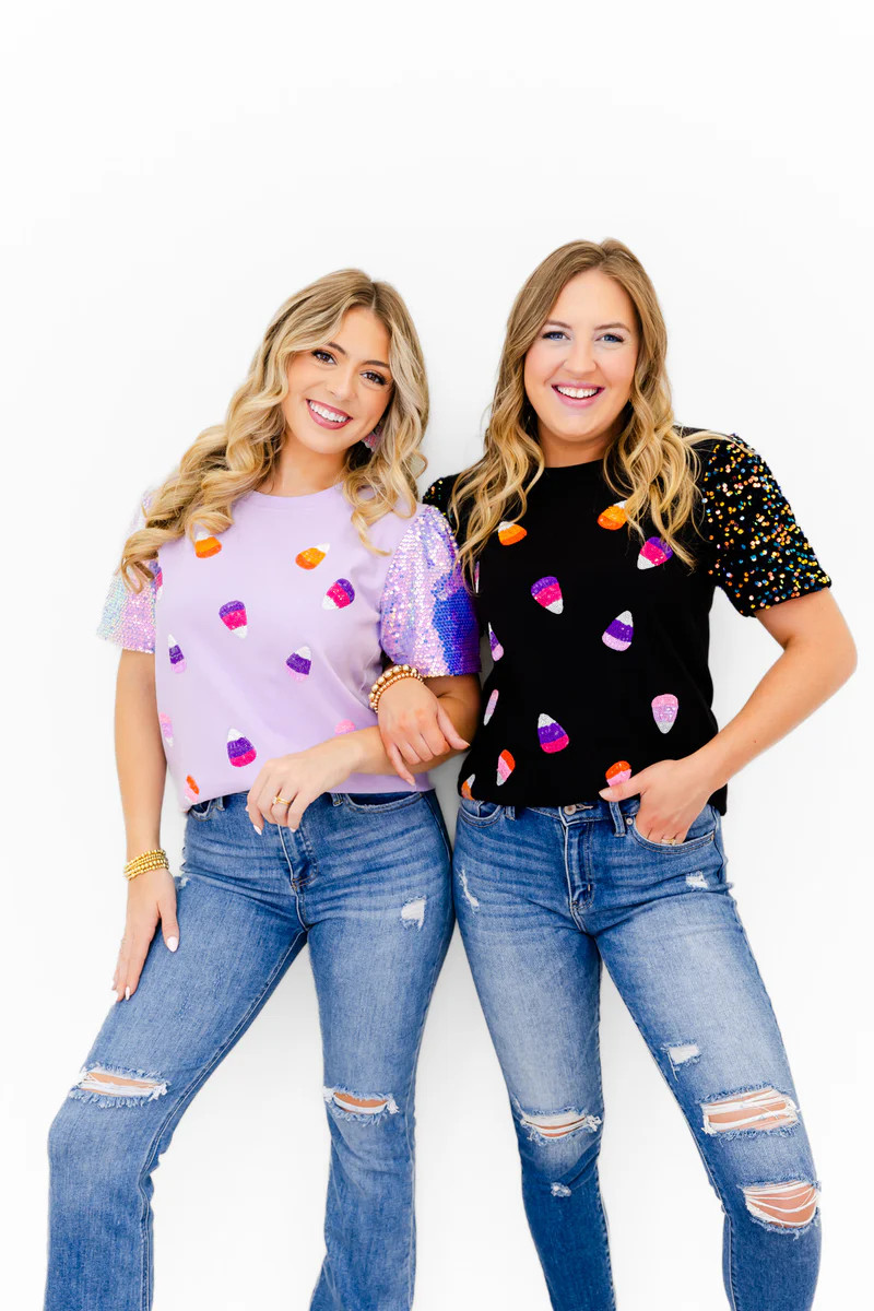 Glitzy Girl Sparkle Candy Corn Top | Whiskey Darling Boutique