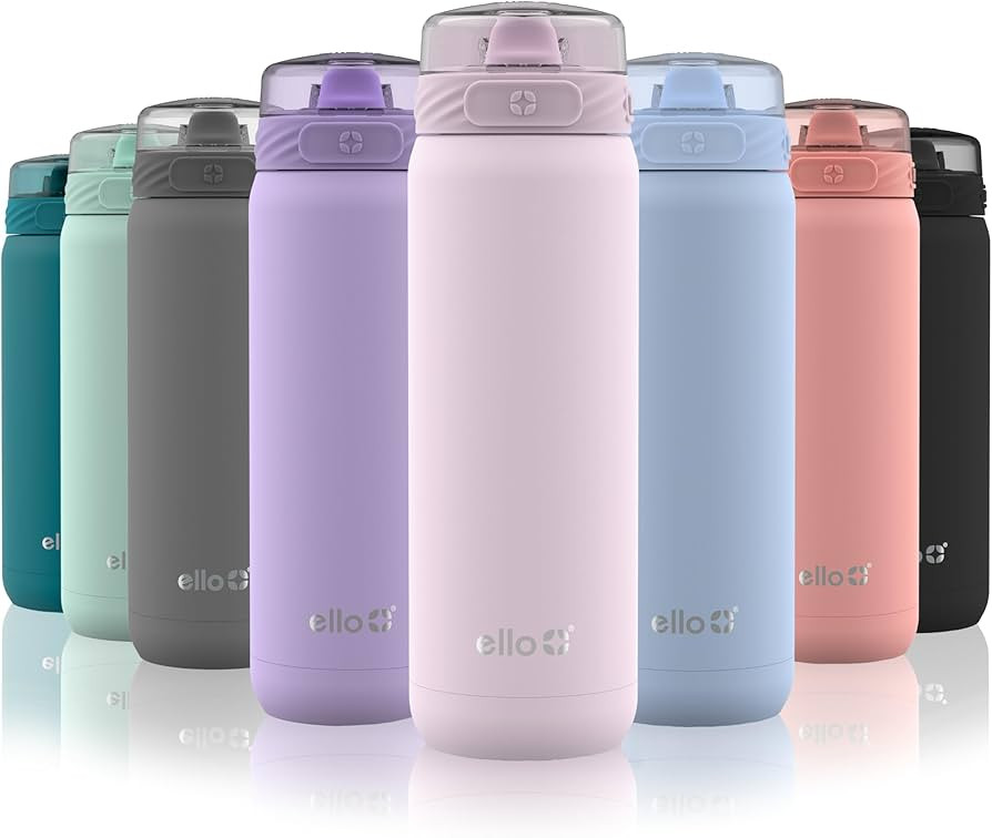 Ello Cooper 18oz Stainless Steel Water Bottle with Straw and Carry Handle, Double Walled and Vacu... | Amazon (US)