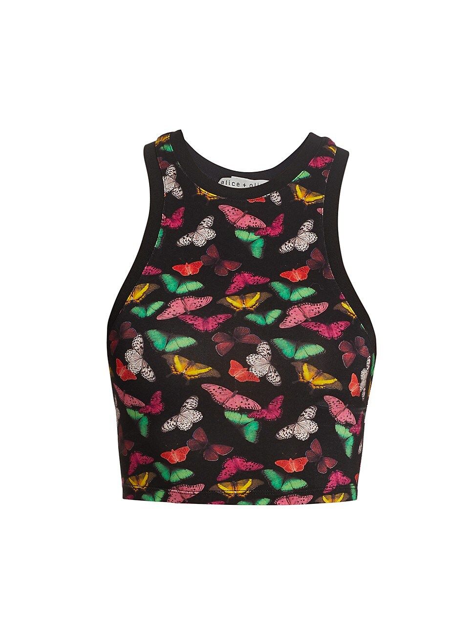 Alice + Olivia Women's Melva Racer Crop Top - Small Butterflies - Size Small | Saks Fifth Avenue