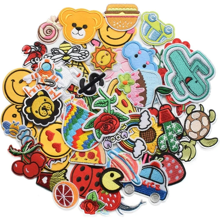 60pcs Random Assorted Styles Embroidered Patches, Bright Vivid Colors, Sew On/Iron On Patch Appli... | Walmart (US)