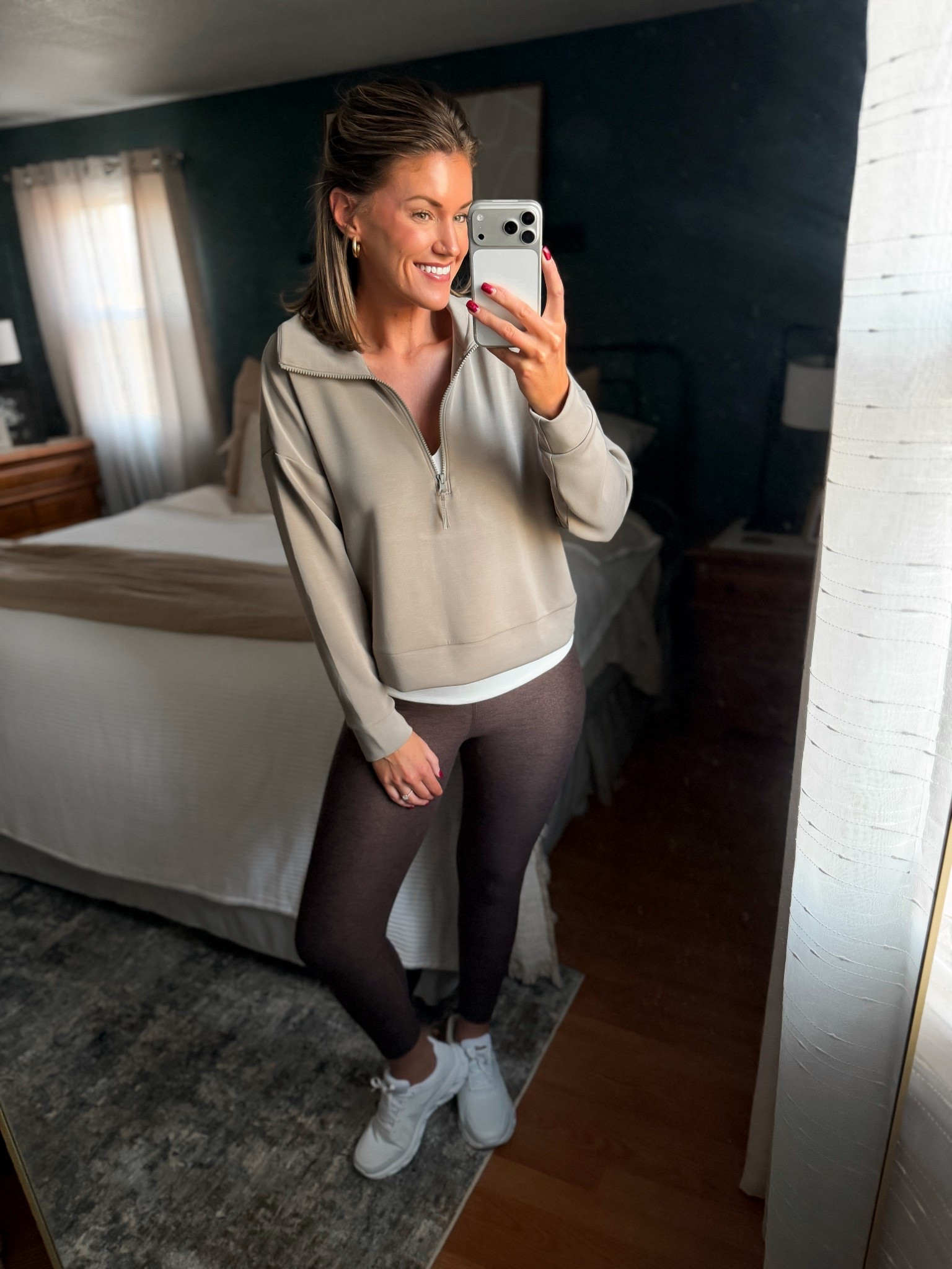 I love this Walmart quarter zip so much I had to snag it in another color. 
Wearing medium in quarter zip and leggings. Tee/small. Side down in sneakers  

#LTKootd #LTKActive #LTKmomlife