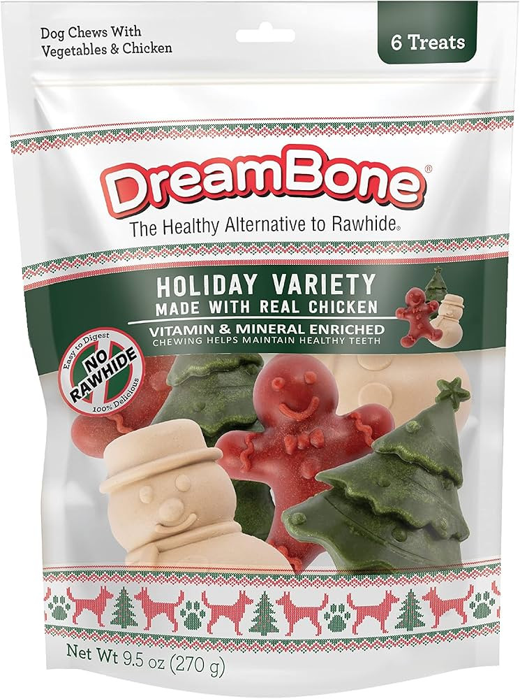 DreamBone Holiday Variety Pack 6 Count, Made with Real Vegetables and Chicken, Rawhide-Free Chews... | Amazon (US)