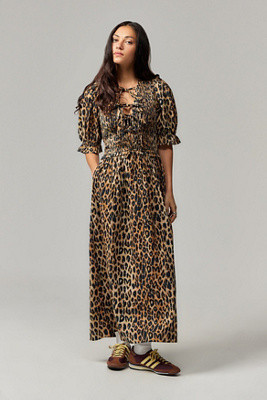 Damson Madder Bluebelle Leopard Print Midi Dress UK 6 at Urban Outfitters | Urban Outfitters UK