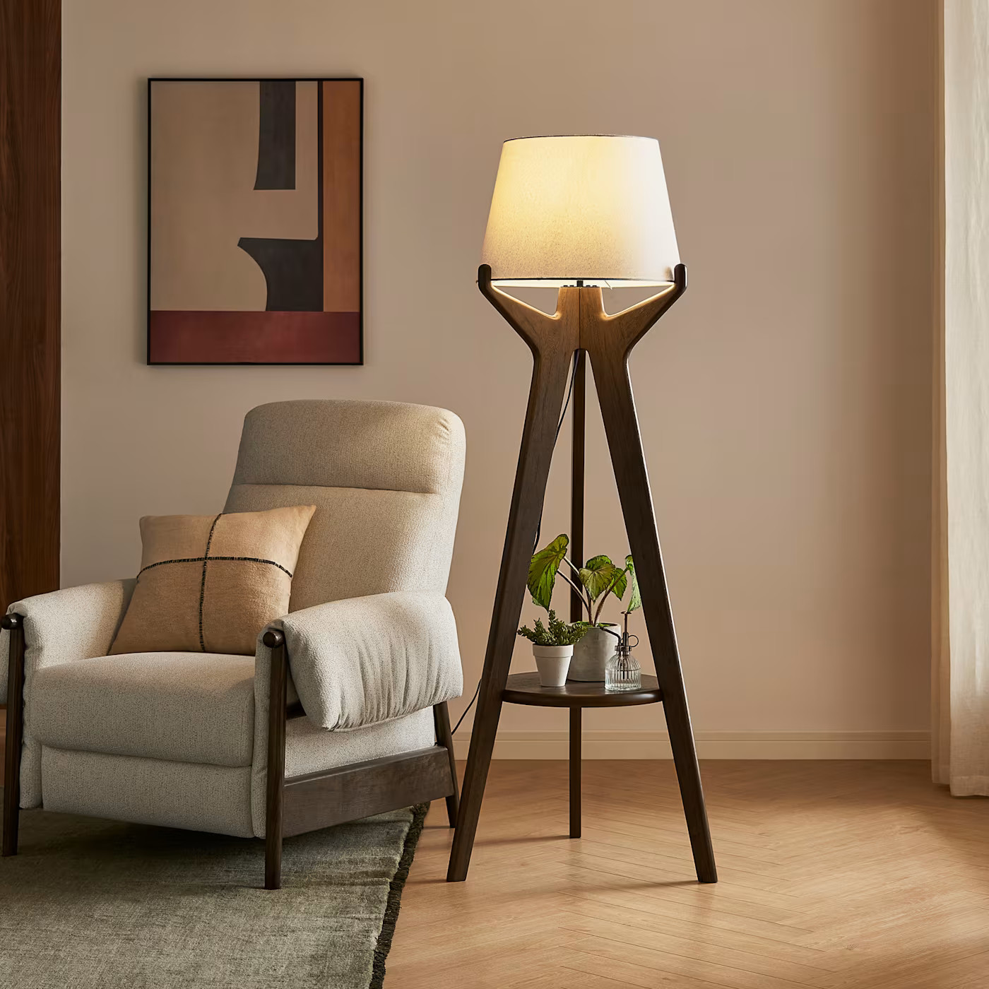 Karo Tripod Floor Lamp, Caramel | Castlery | Castlery US