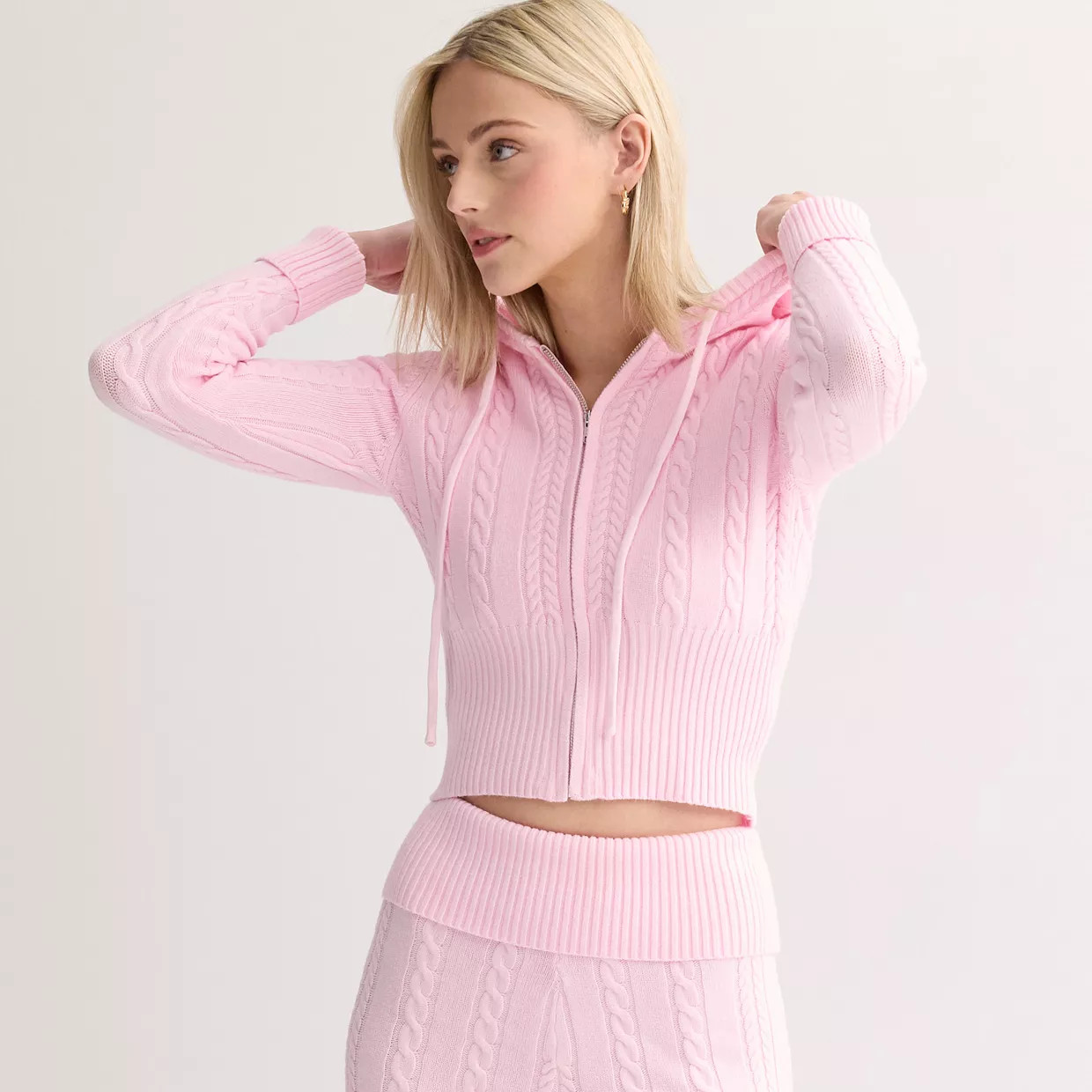 Juniors' Harper & Ivy Zip Up Cable Sweater | Kohl's