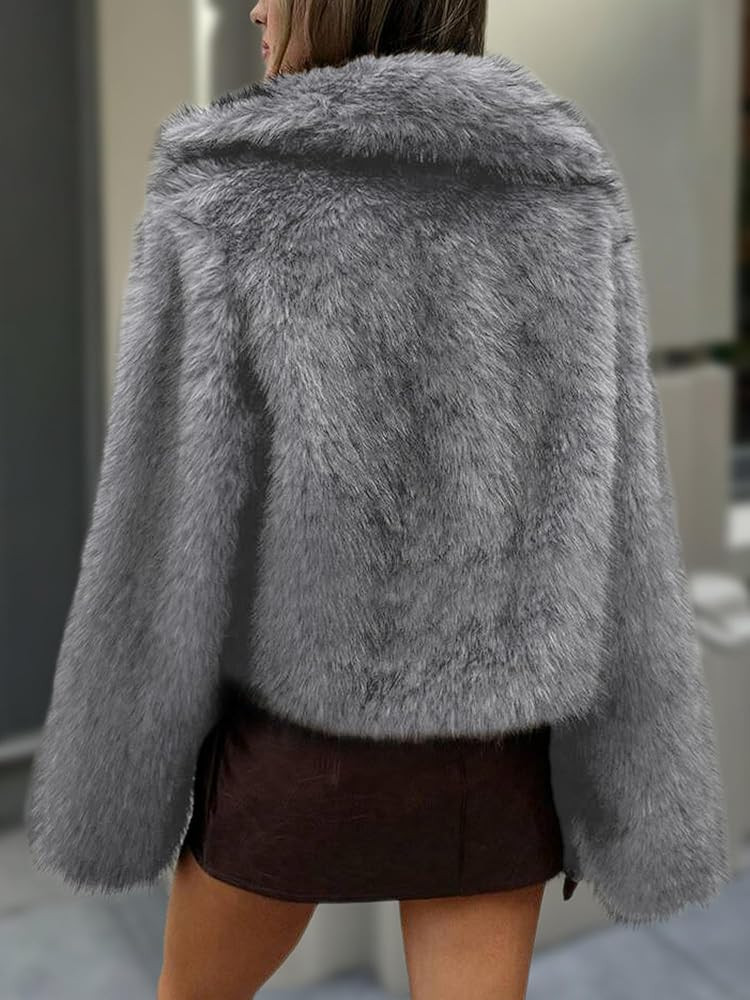 ELLEVEN Women's Two-Tone Faux Fur Coat - Fluffy Winter Jacket with Lapel Collar, Hooks & Pockets | Amazon (US)