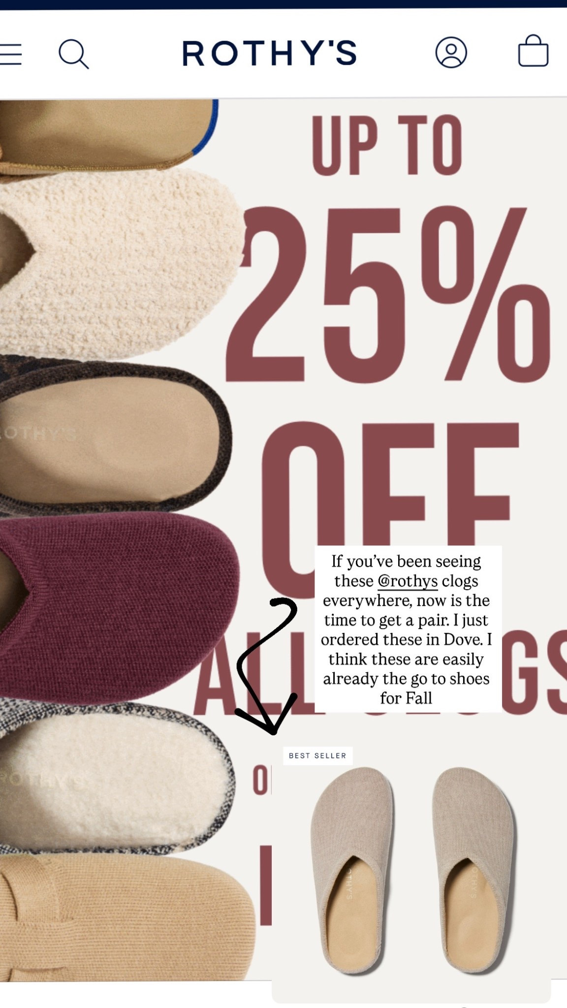 Rothy’s clogs 25% off today. I got a pair myself. Go down one size since the reviews say they run big  

#LTKSaleAlert #LTKShoeCrush #LTKSeasonal