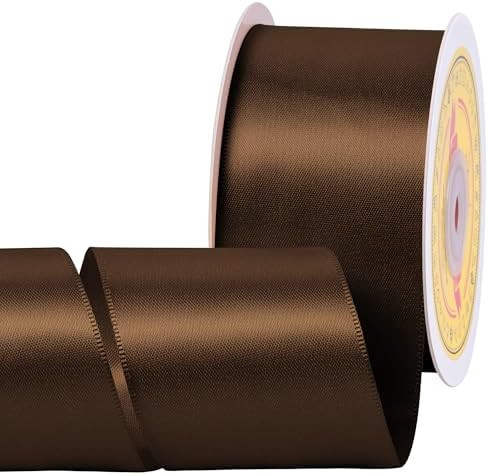 Double Face Brown Satin Ribbon 2 inch X 25 Yards Polyester Brown Ribbon for Gift Wrapping Very Su... | Amazon (US)