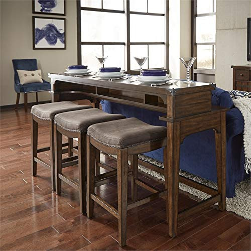 Liberty Furniture Aspen Skies Medium Brown 4 Piece Console Set (1-Console 3-Stools) | Amazon (US)