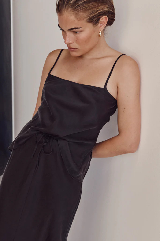LAYLA BLACK SILK CAMI | DISSH