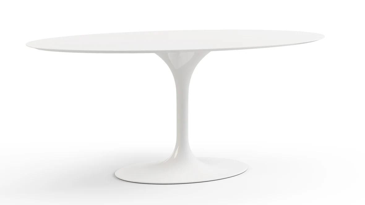 Tulip Table - Oval Tulip Dining Table, White Lacquer | Interior Icons