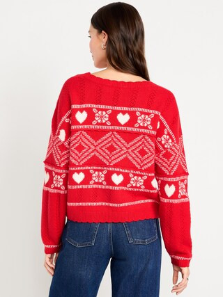 Crew-Neck Heart Sweater | Old Navy (US)