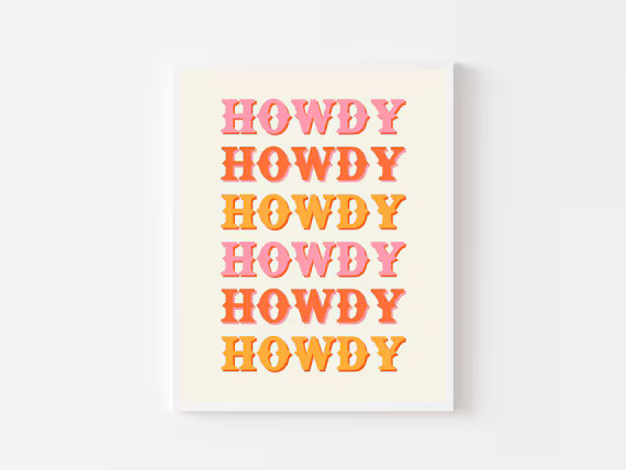 Howdy Print  Pink & Orange Cowgirl Yeehaw Rodeo Girly - Etsy | Etsy (US)