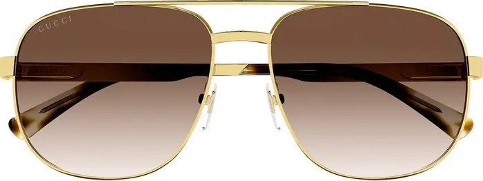 Gucci 60mm Polarized Aviator Sunglasses | Nordstrom | Nordstrom