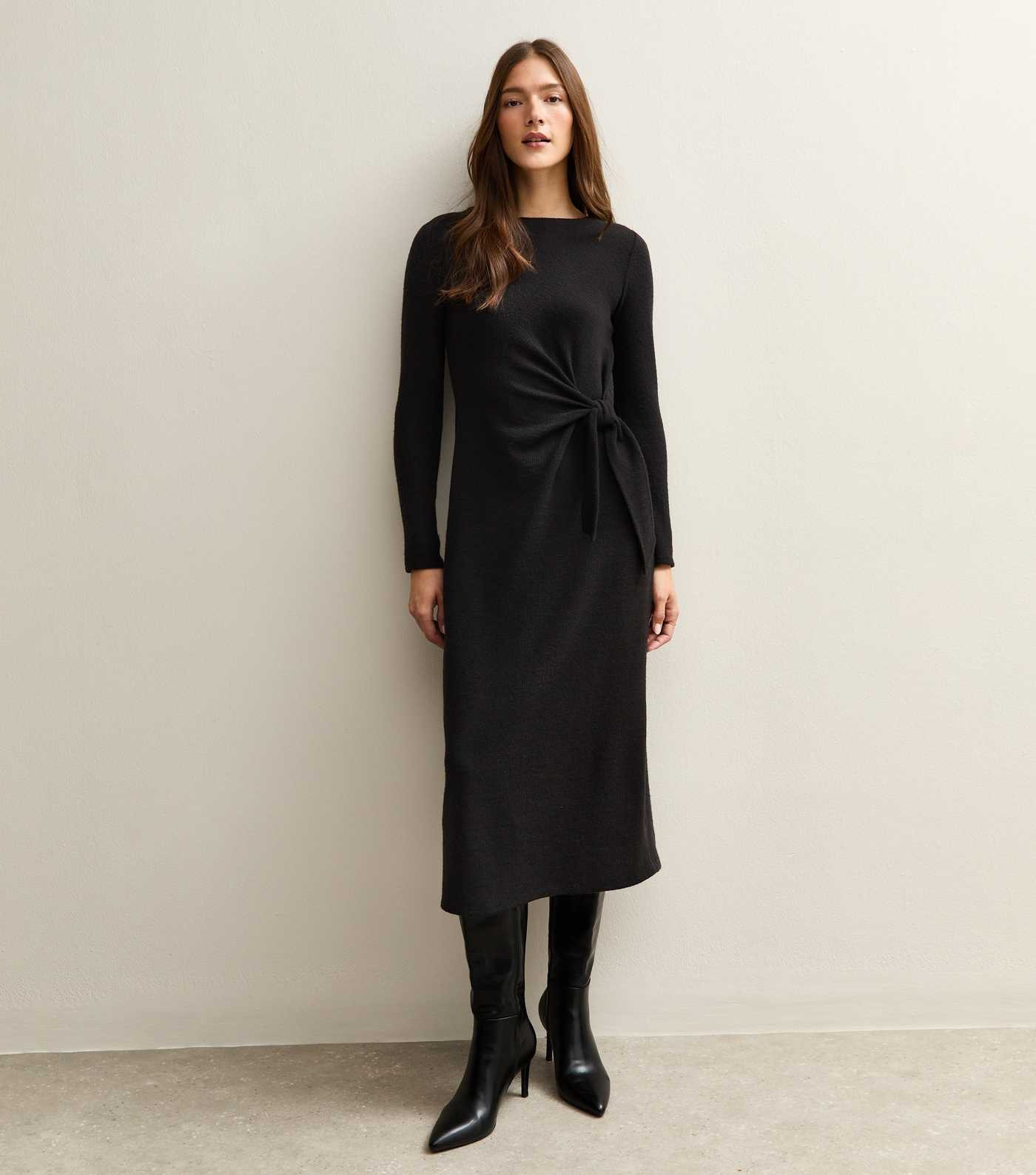 Black Tie Belt Midi Dress | New Look | New Look (UK)