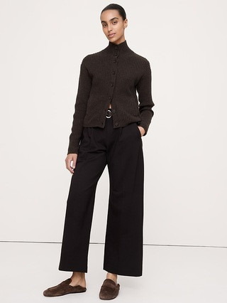 Merino-Cotton Mock Neck Cardigan | Banana Republic (US)