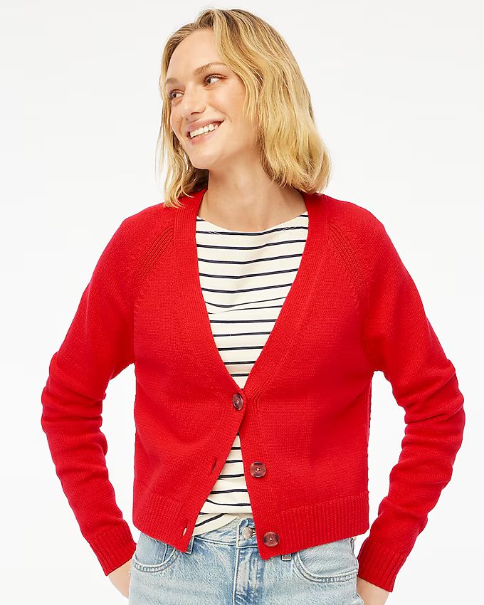 Cotton-blend V-neck cardigan sweater | J.Crew Factory