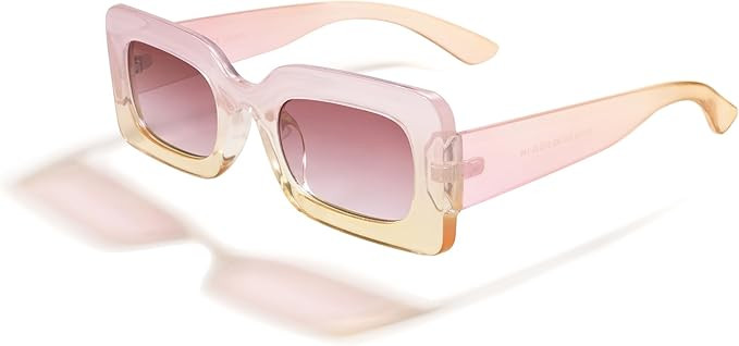 SOJOS Retro 90s Nude Rectangle Sunglasses Womens Mens Trendy Chunky Glasses | Amazon (US)