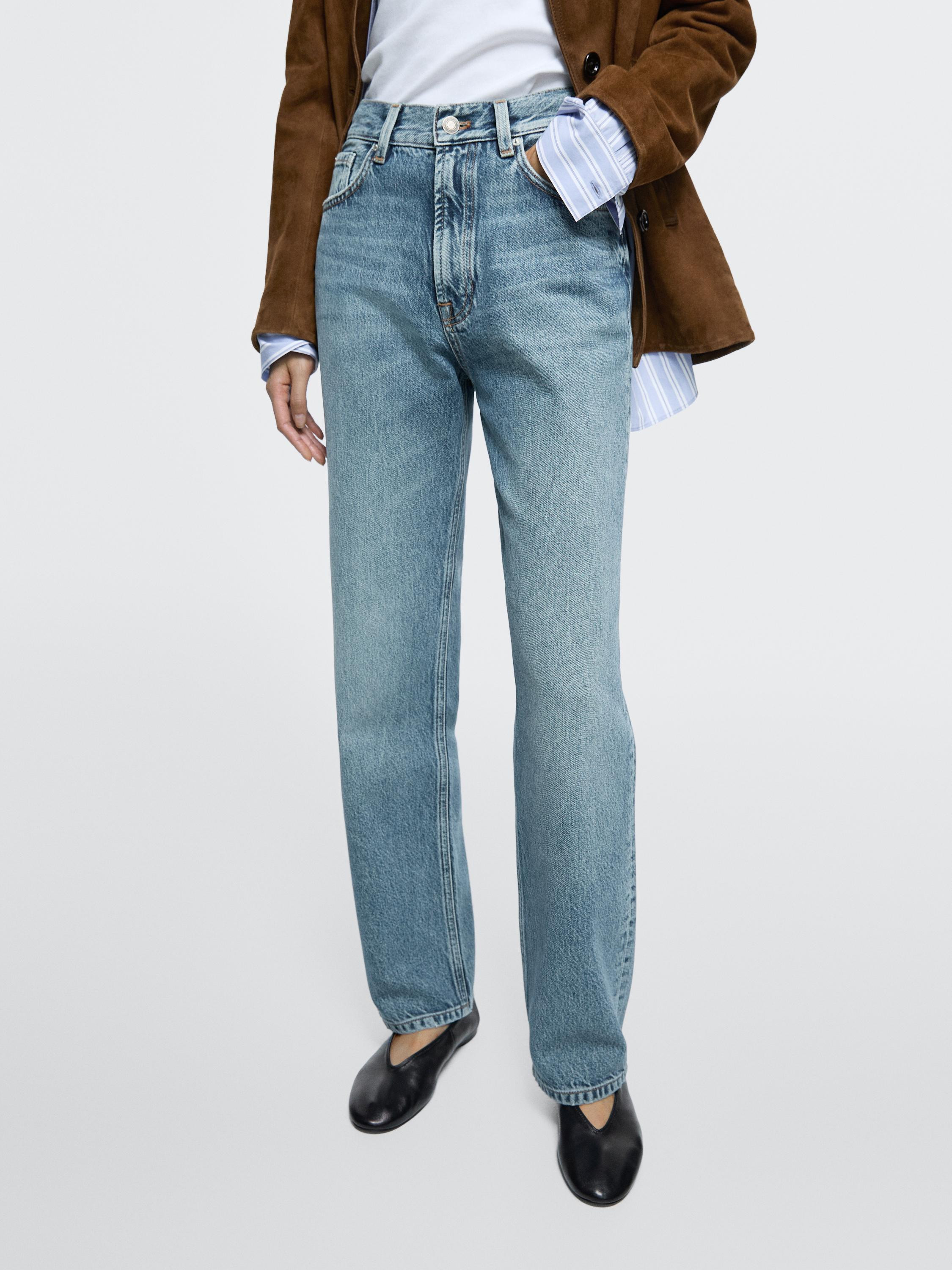 Straight-leg high-waist jeans | Massimo Dutti UK