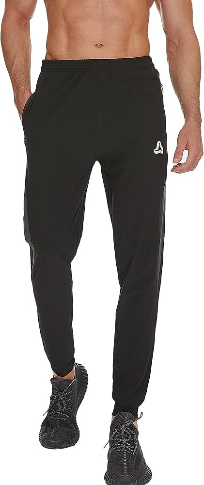 SILKWORLD Lightweight Sweatpants with Zipper Pockets Men's Slim Fit Athletic Pants for Jogger,Runnin | Amazon (US)