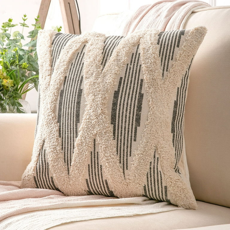 Phantoscope 18" x 18" Bohemian Beige Weave Cotton Throw Pillow | Walmart (US)