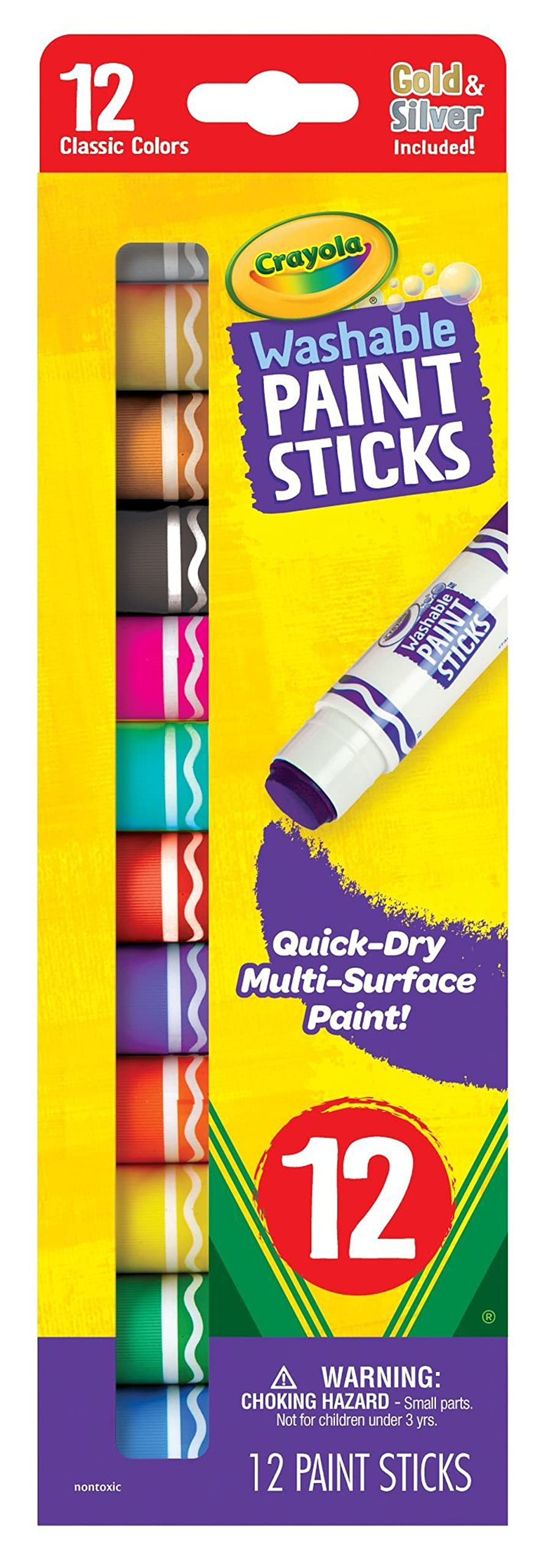 Crayola Quick Dry Paint Sticks (12ct), Washable Paint Set for Kids, Arts & Crafts Supplies, Multi... | Amazon (US)