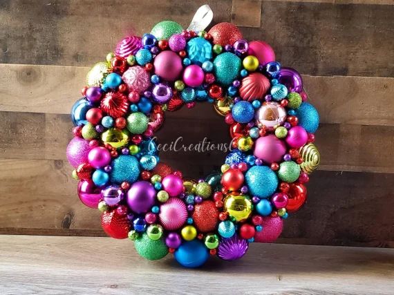 Christmas Wreath  Multi-colored Ornament Wreath  Christmas | Etsy | Etsy (US)