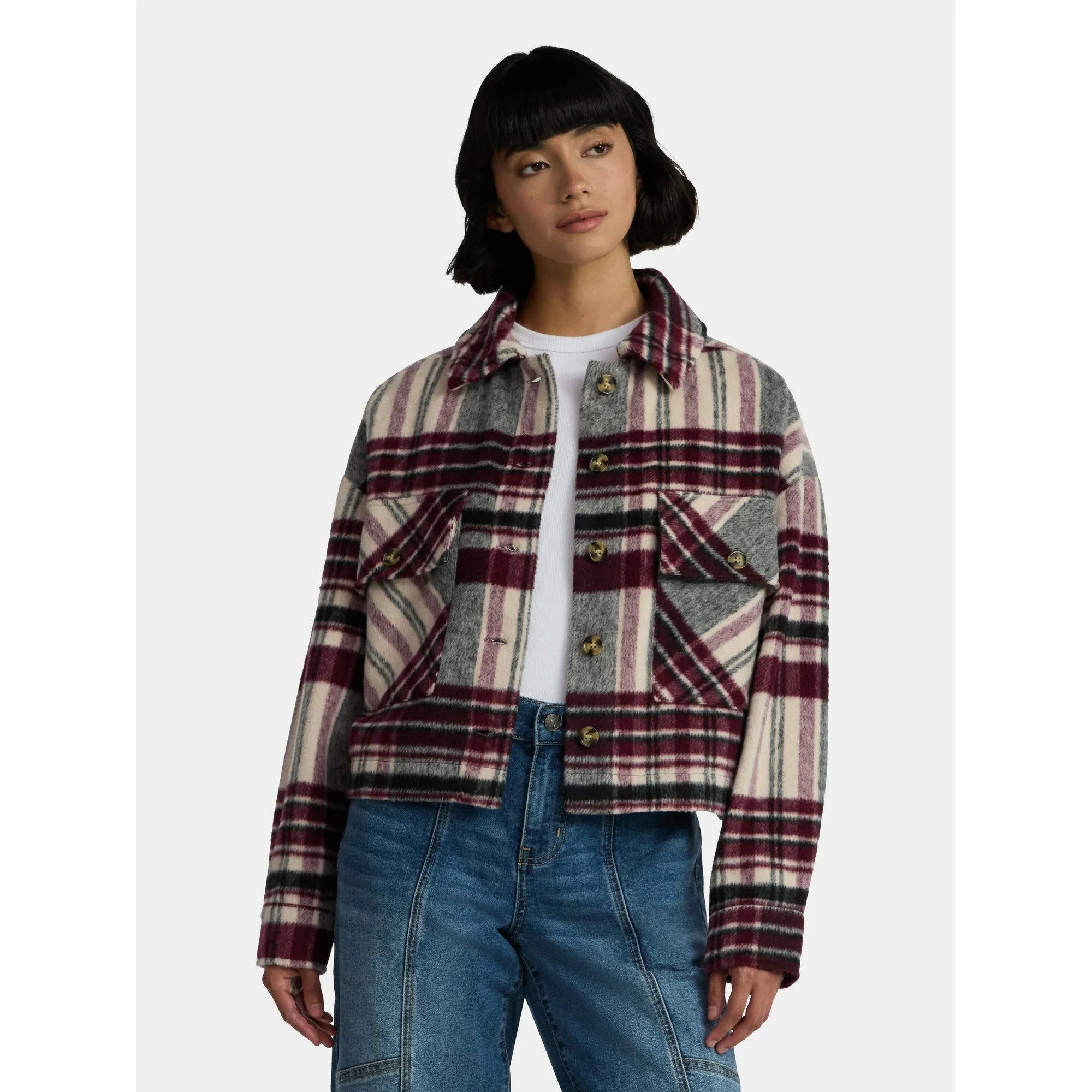 Madden NYC Women’s Plaid Jacket, Midweight, Sizes XXS-XXL - Walmart.com | Walmart (US)