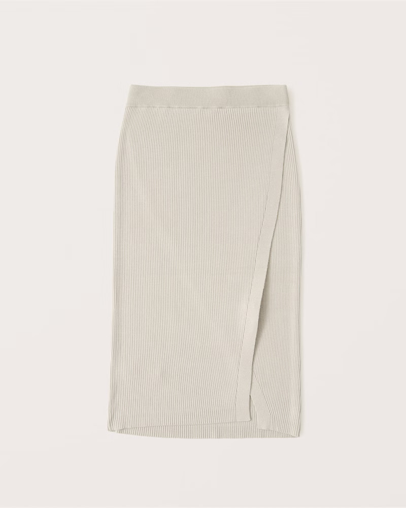 Women's Wrap Ribbed Midi Skirt | Women's Fall Outfitting | Abercrombie.com | Abercrombie & Fitch (US)