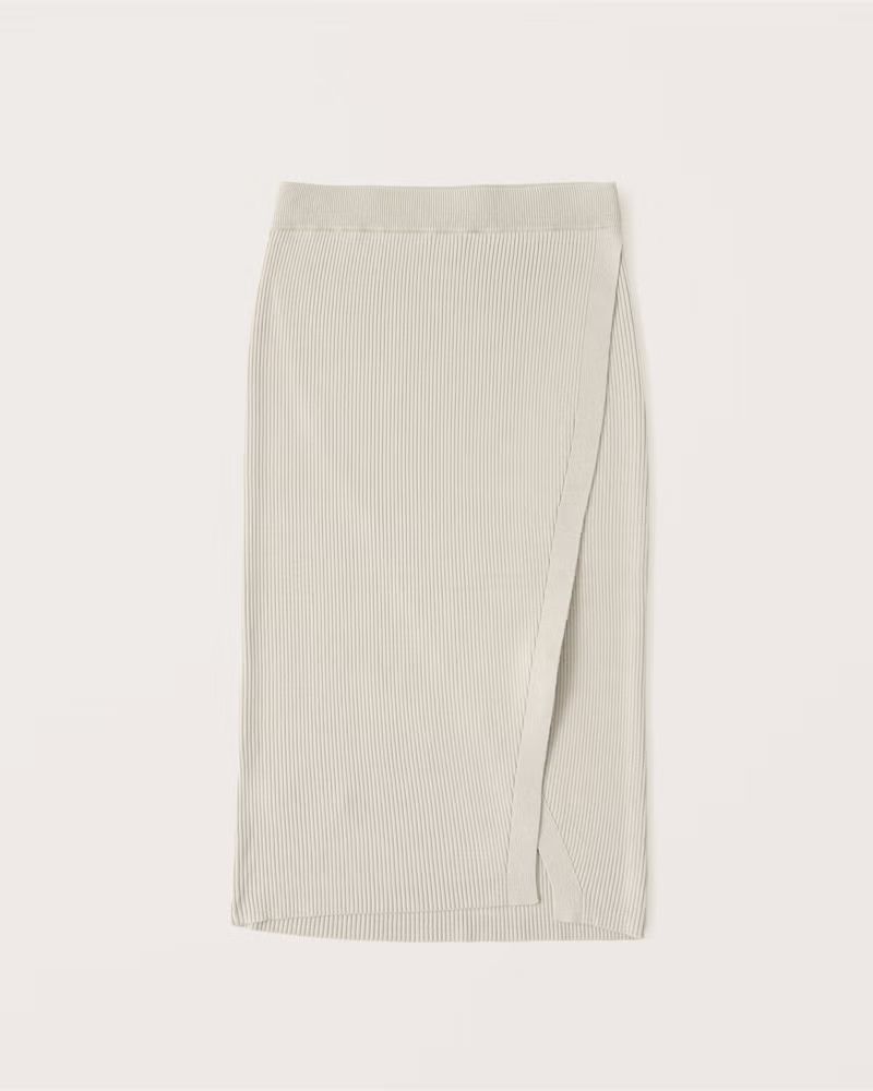 Women's Ribbed Wrap Midi Skirt | Women's Bottoms | Abercrombie.com | Abercrombie & Fitch (US)