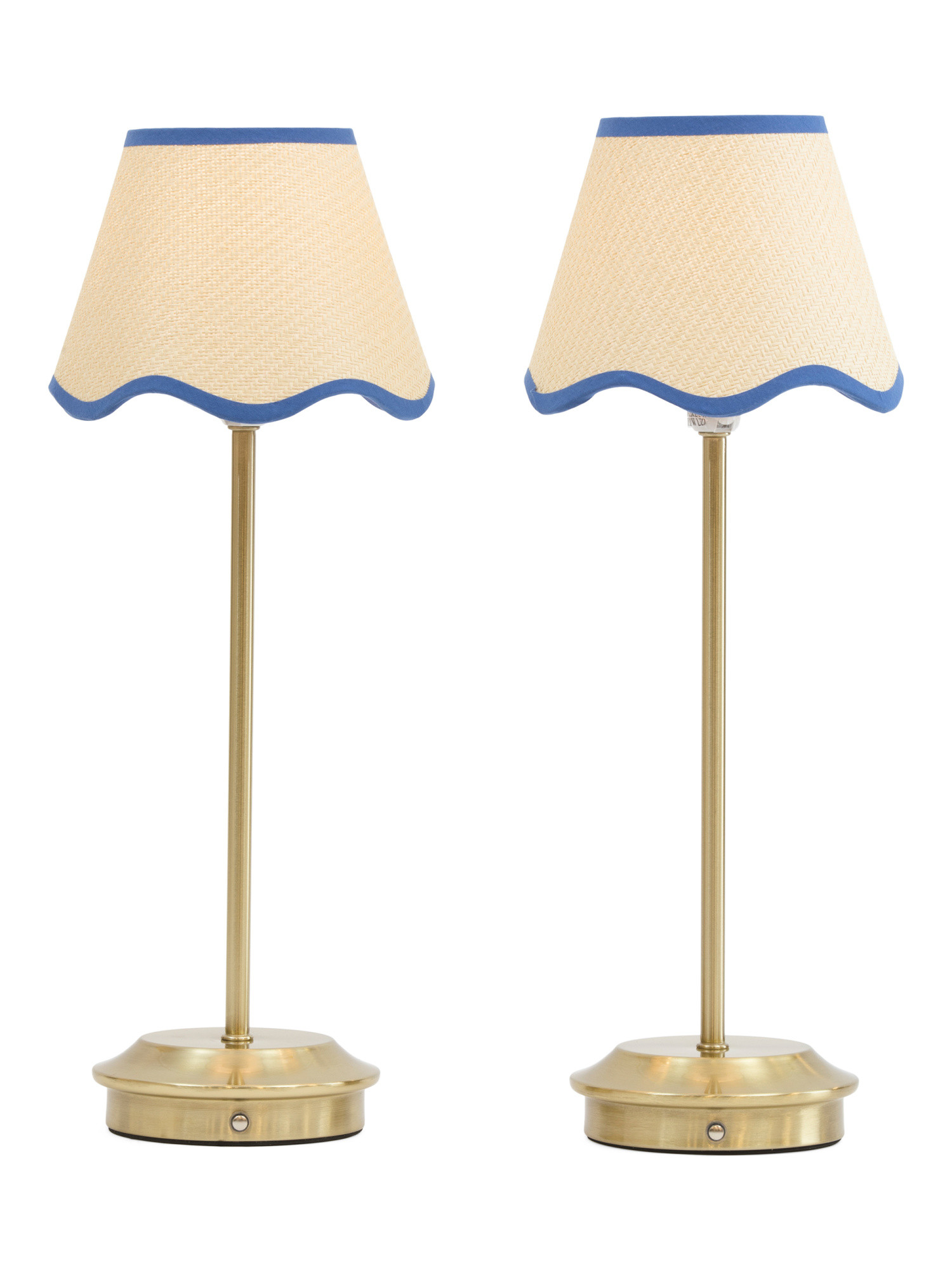 2pk 18in Rechargeable Plated Brass Rattan Table Lamps | Lighting | Marshalls | Marshalls