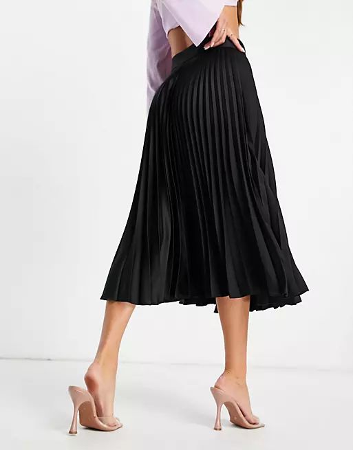 Closet London pleated midi skirt in black | ASOS (Global)