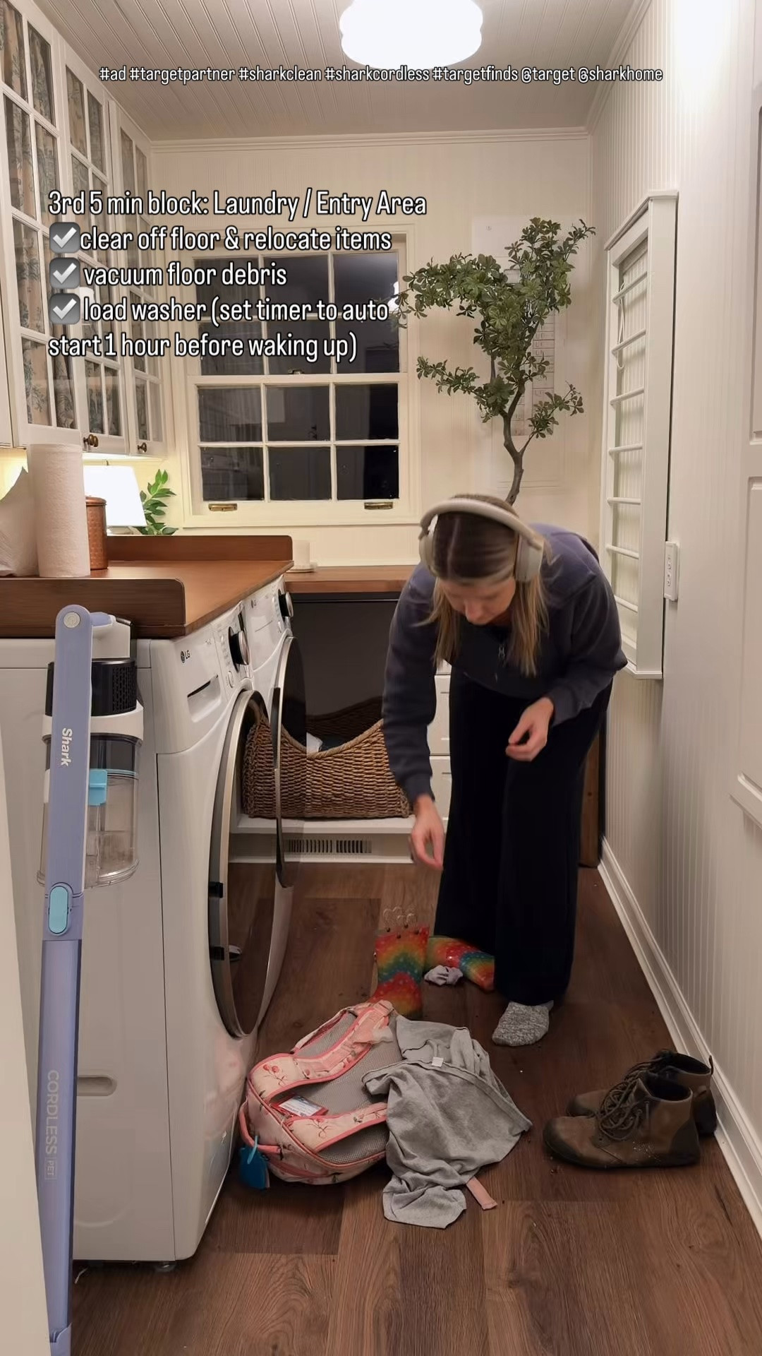 #ad I stopped trying to become a morning person and started using my nighttime energy to help Morning Me instead. 
My 20-minute “put the house to bed” routine with a little help from my @sharkhome cordless vacuum from @target has made our mornings SO much smoother (and yes, I absolutely bribe myself with dessert afterward). #targetpartner #sharkclean #sharkcordless #targetfinds @sharkclean
