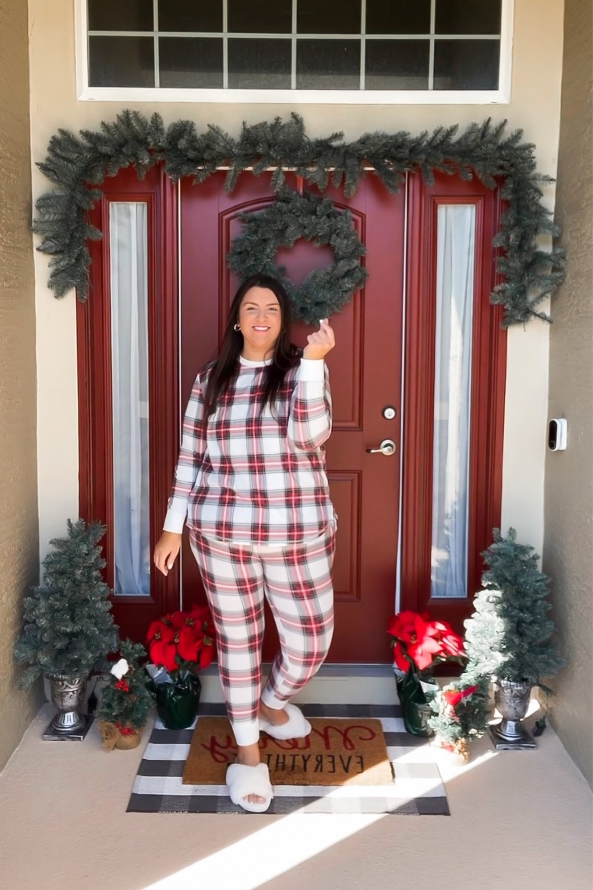 Front porch Christmas decor. Christmas pjs for women.

#LTKhome #LTKsalealert #LTKHoliday