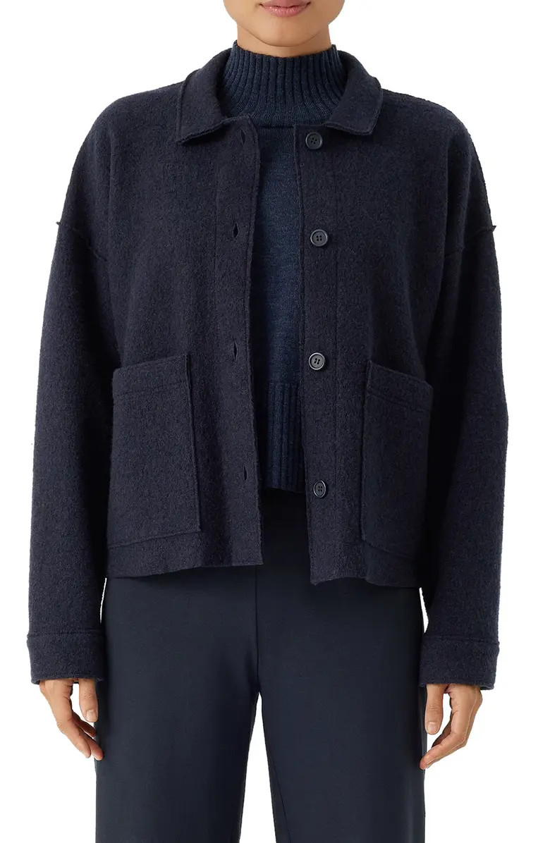 Boxy Spread Collar Boiled Wool Jacket | Nordstrom Rack