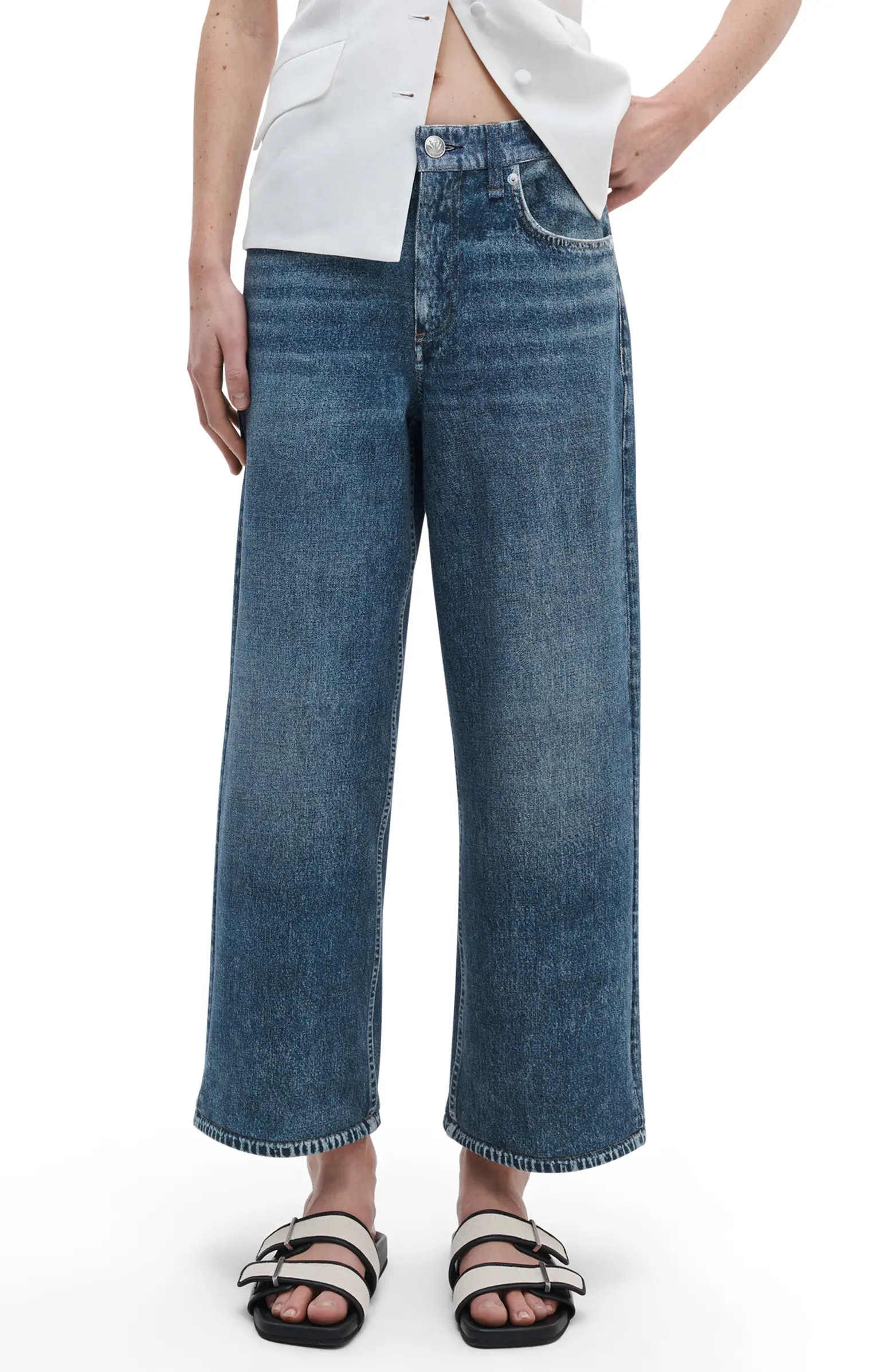 rag & bone rb Miramar Andi Ankle Wide Leg Cotton Terry Sweatpant Jeans | Nordstrom | Nordstrom