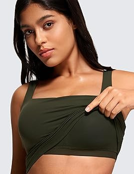 CRZ YOGA Butterluxe Square Neck Crop Tank Tops for Women - Workout Longline Sports Bras Padded Yo... | Amazon (US)