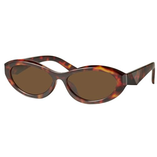 mosanana Oval Cat Eye Sunglasses for Women Tortoise Shell Turtle Retro Vintage Trendy Fashion Cute Cool Small Face 90s Narrow Frame MS52372 | Amazon (US)