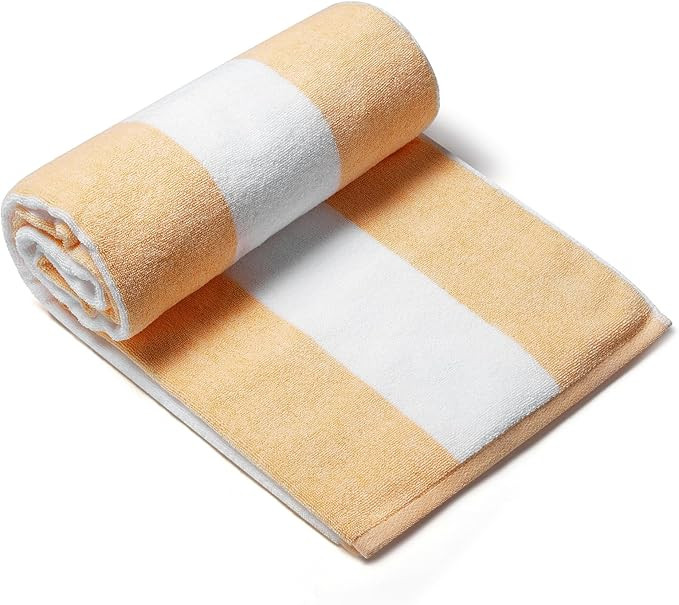 Plush Oversized Beach Towel - Cotton 40 x 72 Inch Large Thick Orange Striped Cabana Pool Swimming... | Amazon (US)