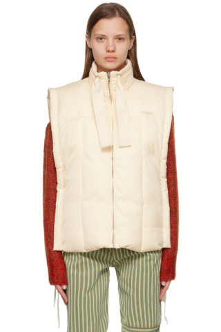 GANNI - Off-White Oversized Puff Vest | SSENSE