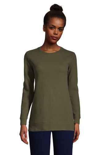 Women's Long Sleeve Waffle Sweatshirt Tunic | Lands' End (US)