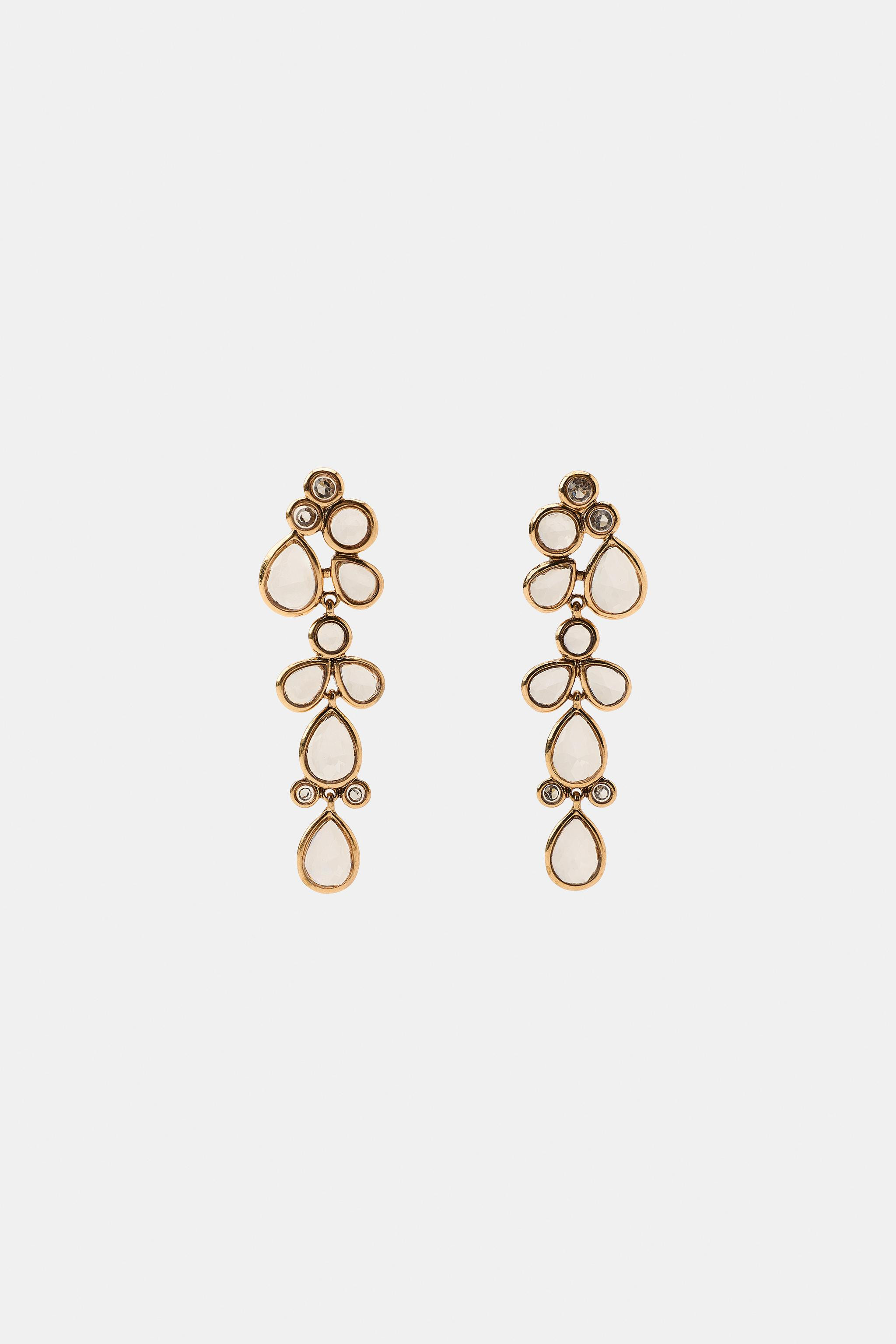 CRYSTAL PIECE EARRINGS | Zara US