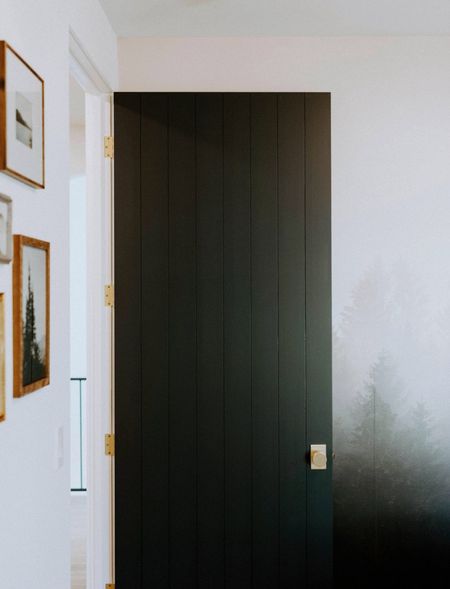 Black doors with vertical detailing, satin brass knob and hinges - all the pretty details!


#LTKhome #LTKfamily