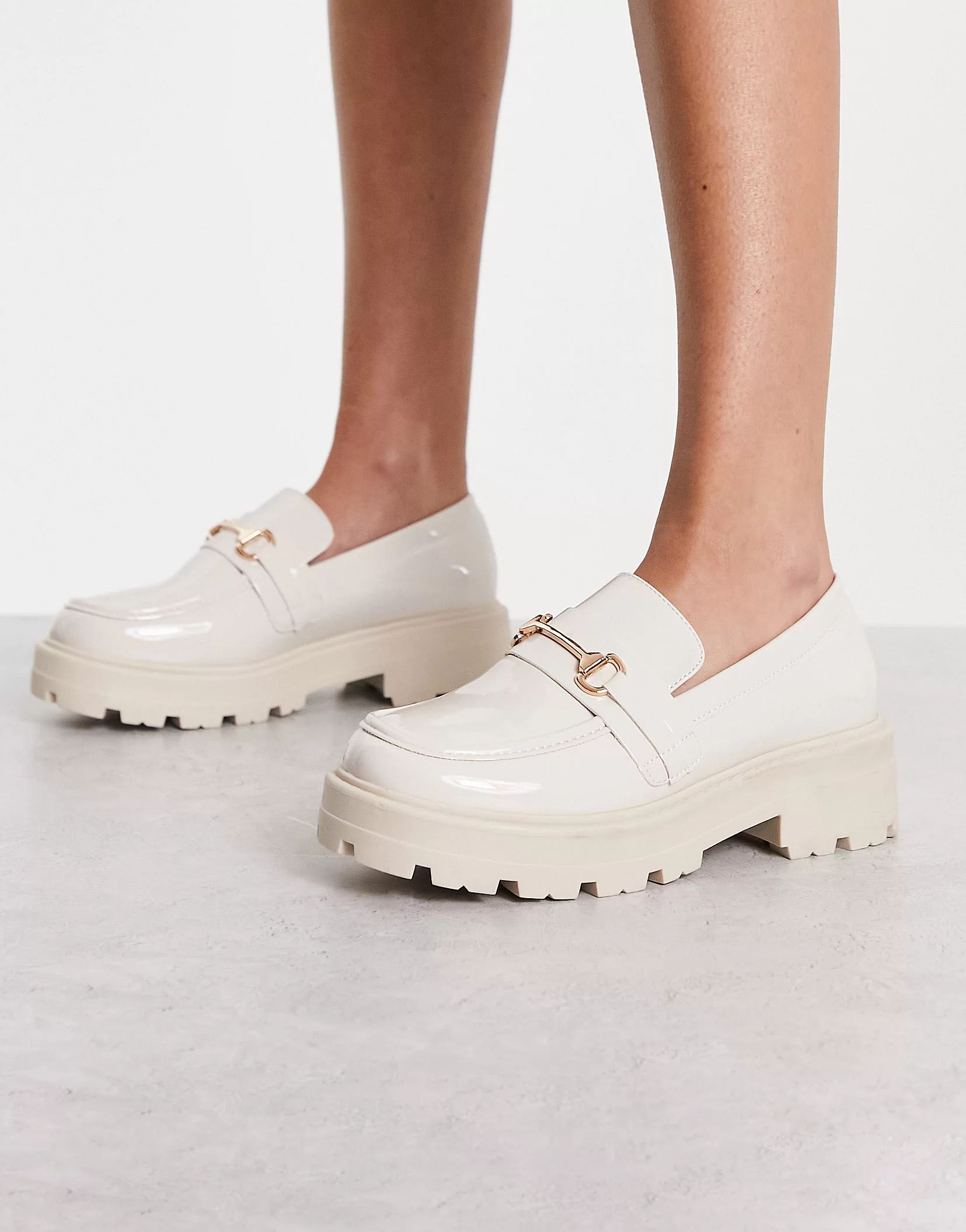 Truffle Collection chunky trim loafers in cream drench | ASOS (Global)