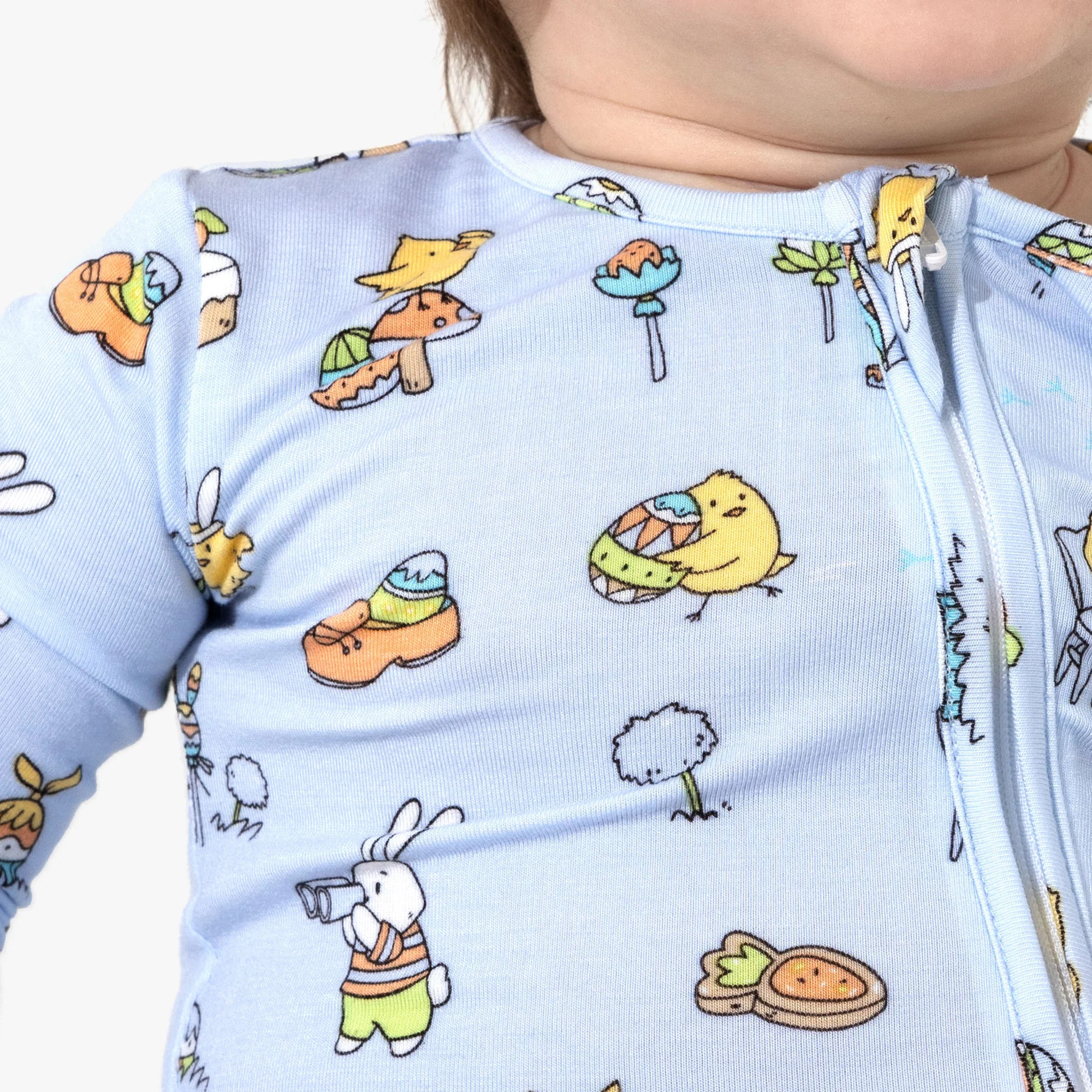 Easter Bunny Blue Bamboo Convertible Footie | Bellabu Bear