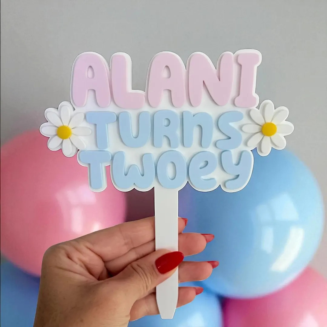 Kids 2nd Birthday Twoey Acrylic Cake Topper. - Etsy | Etsy (US)