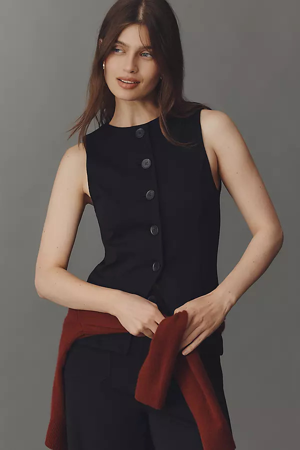 Maeve Button-Front Knit Vest | Anthropologie (US)